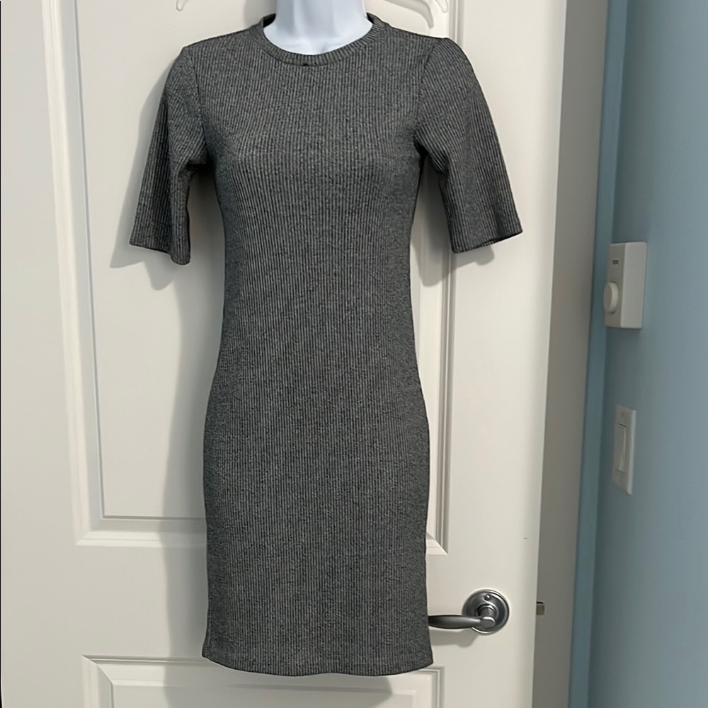 Topshop Charcoal Ribbed Mini Dress